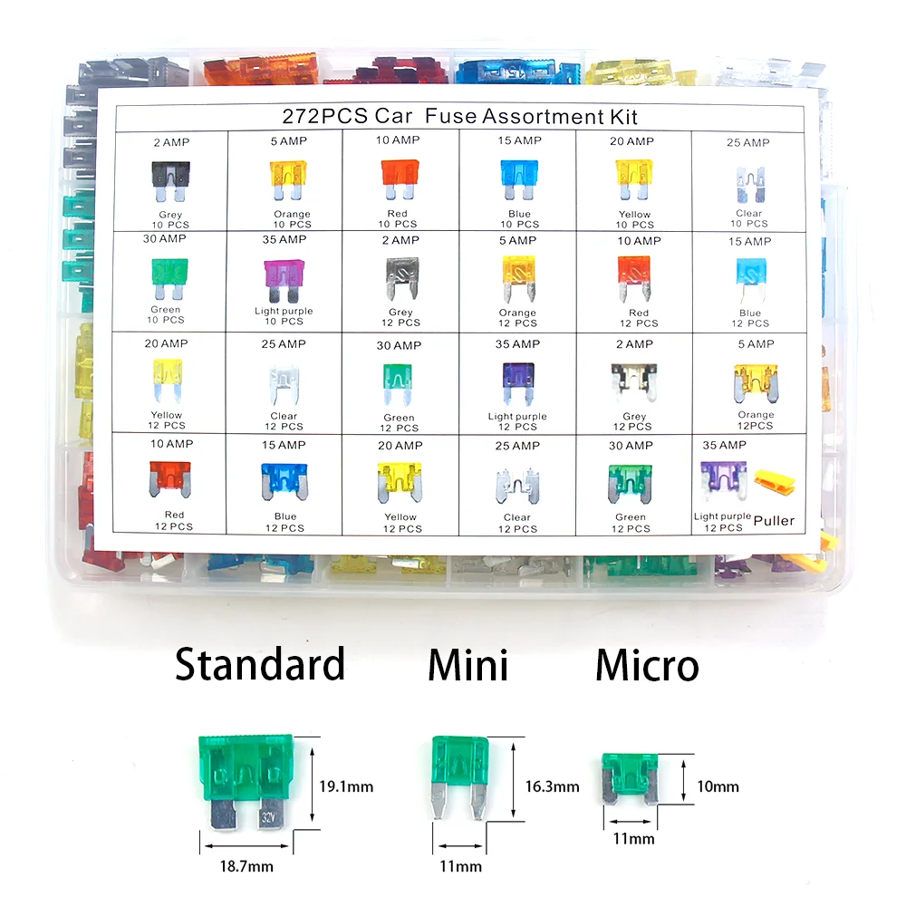 

Blade Type Fuse 3 510 15 20 25 30 35 40A Micro Mini Standard Car Fuse Set With Holder & Clip Auto 22 Kinds Insurance Sheet Kit