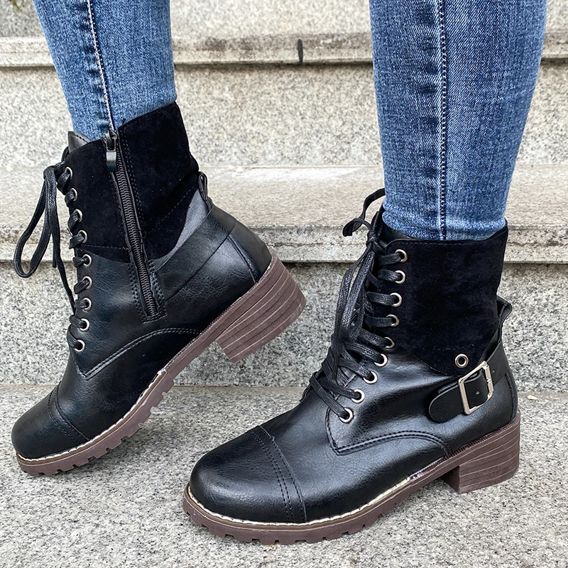 

Autumn and Winter New Women's Nude Boots Solid Color Round Toe Flat Boots Outdoor Non-slip Lightweight Comfortable Casual Boots