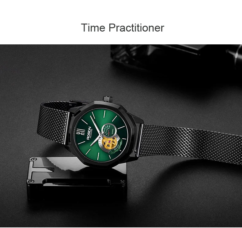 Luxury Brand ROSDN Men's Watches Japan MIYOTA 8N40 Automatic Mechanical Pocket Watch Man Sapphire Skeleton 50M Waterproof R2189