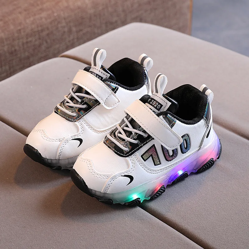 Size 21-30 Baby Breathable Glowing Shoes Luminous Sneakers for Girls Kids Anti-slippery Boys Led Light Up Casual | Детская одежда и