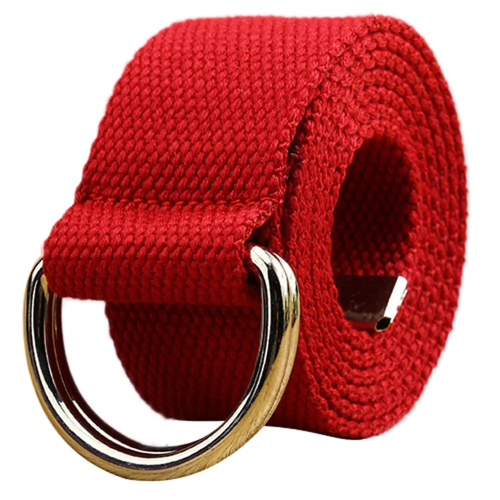 

2019 Color canvas belt fashion unisex belt solid color thin belt Double loop students lovers waistband ABC