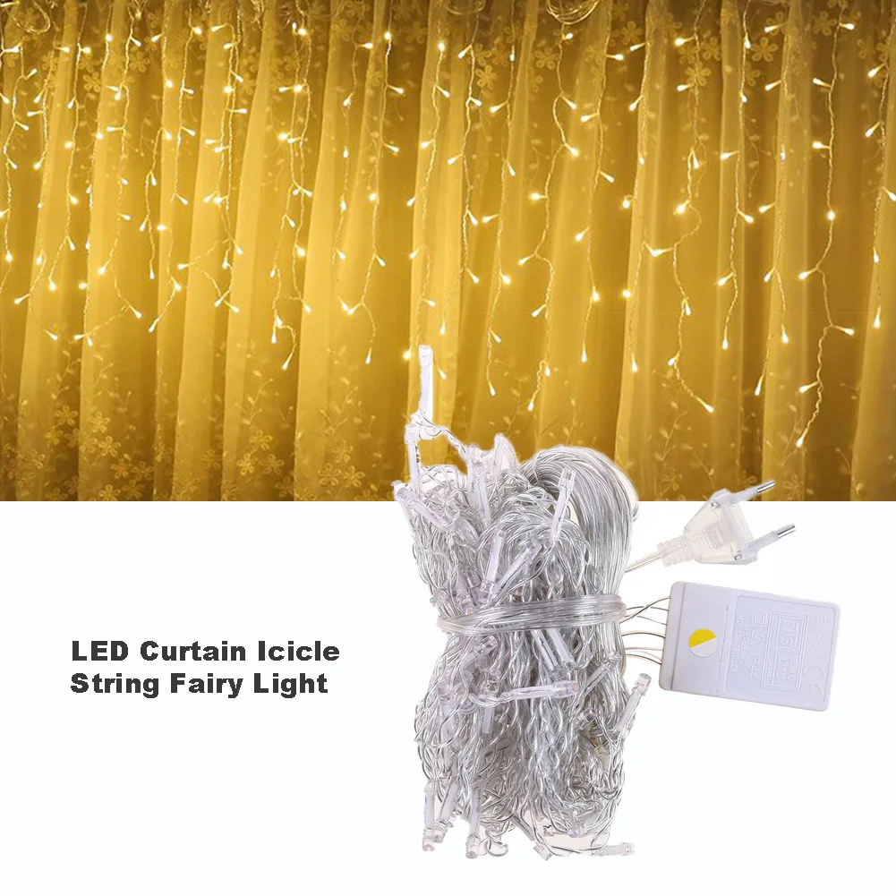 

2020 4M 96LED Christmas Curtain Icicle String Fairy Light 8 Modes Drooping Lamp For Christmas Wedding Party Decoration Typical