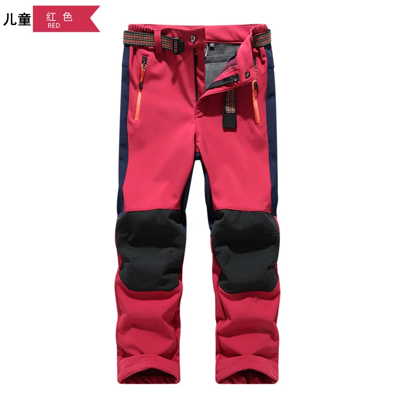 Pantalon De Ski Pour Enfant зимние детские уличные штаны для сноуборда ветрозащитные флисовые зимние штаны для девочек и мальчиков для походов - Цвет: 4