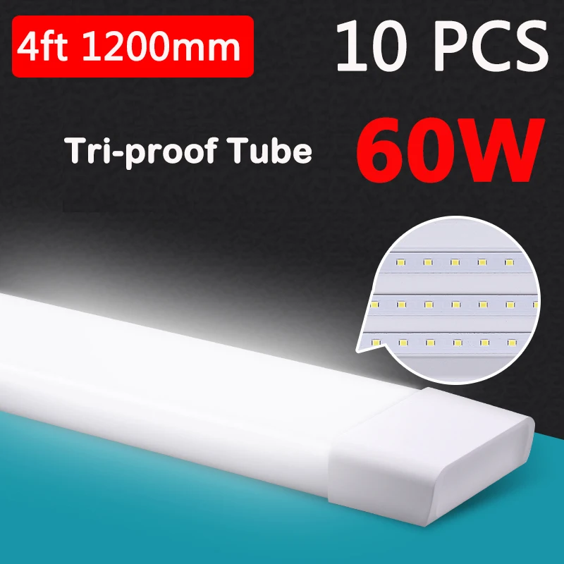4ft 1200mm 60W 10pcs 120 см светодиодный светильник лампа T5 труба 220 в 60 см 2 фута 4 фута 1200 мм T8 настенная лампа 20 Вт 40 Вт 60 Вт теплый белый холодный белый Трехконтактный светильник - Испускаемый цвет: 4ft 1200mm 60W 10pcs