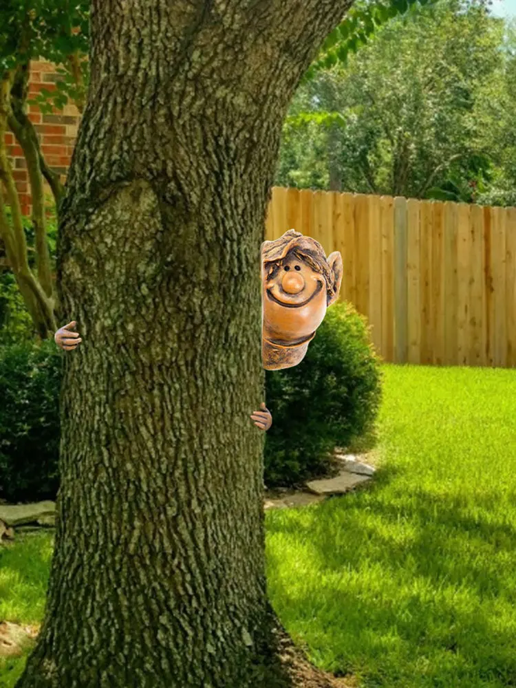 

1PC Garden Peeker Elf Tree Hugger Resin Outdoor Sculpture Ornament Home Forest Tree Decorations The Blessing Gift Of Nature