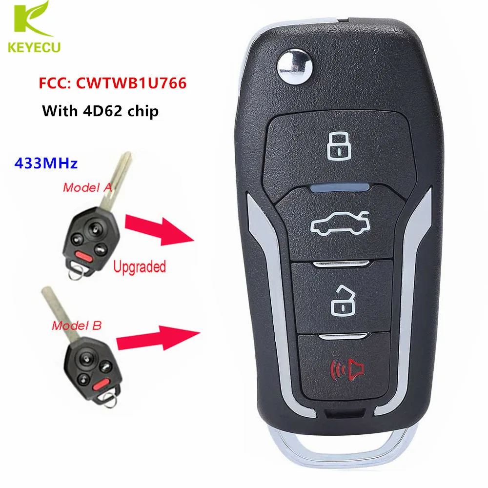 

KEYECU Upgraded Flip Remote Car Key Fob 4B 433MHz 4D62 for Subaru Tribeca Outback Legacy 2008-2010 FCC: CWTWB1U766