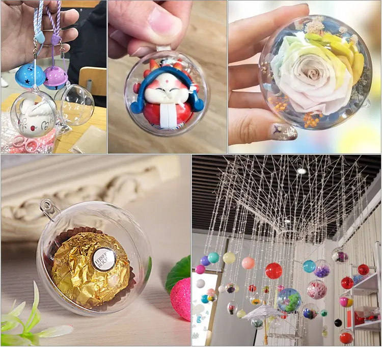 

100pcs 5cm Clear Plastic Bath Bomb Molds Crafting Mold Fillable Ball Ornament Christmas Ball Creative Products