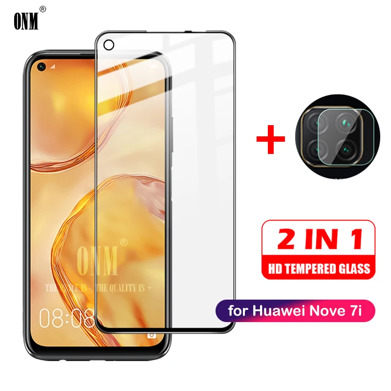 2 в 1 полный охват Экран протектор для huawei Nova 7i закаленное Стекло Камера защитное