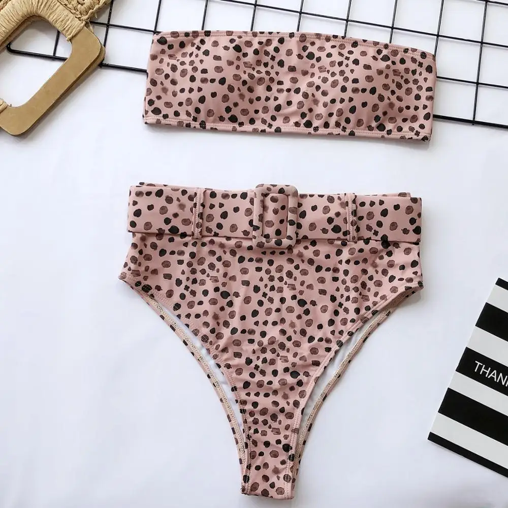 2021 Hot High Waist Bikini Stroj Kapielowy Belt Style Swimwear Women Bathing Swim Suit Monokini Tankini Mujer Biquini Badpak | Спорт и