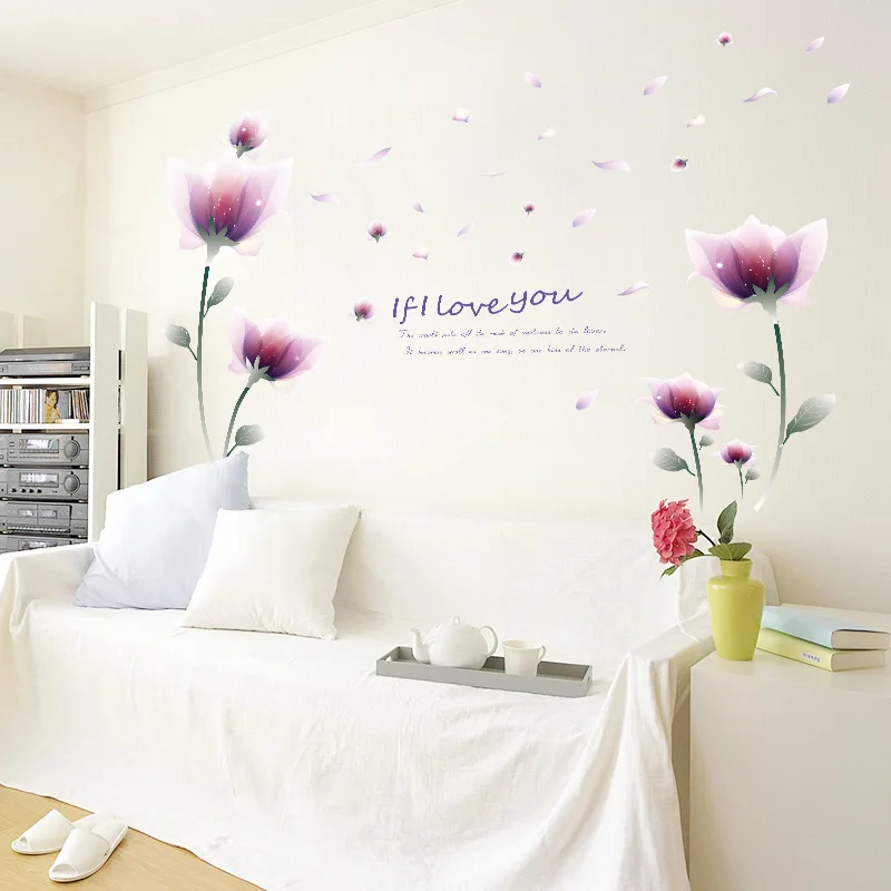 

Wall Sticker SK9027 Fantasy Purple Flower Bedroom Living Room TV Background Wall Sticker Decorative Sticker Paper