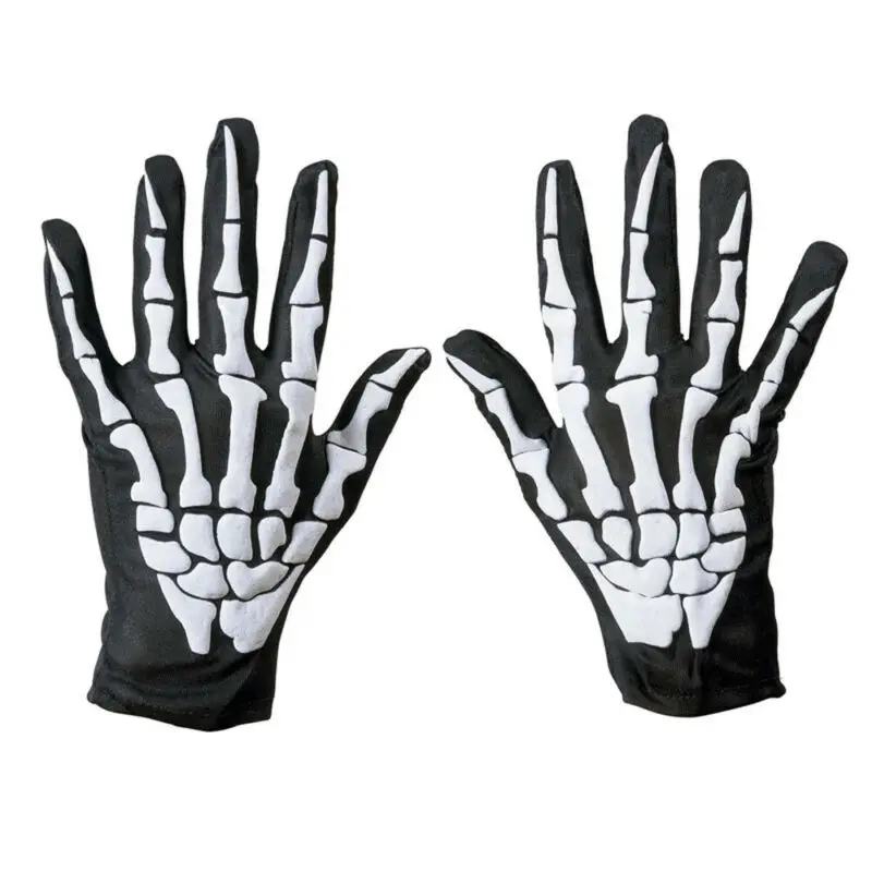 Halloween Party Costume Ghost Gothic Black Skull Skeleton Bone Wrist Gloves Supplies | Дом и сад