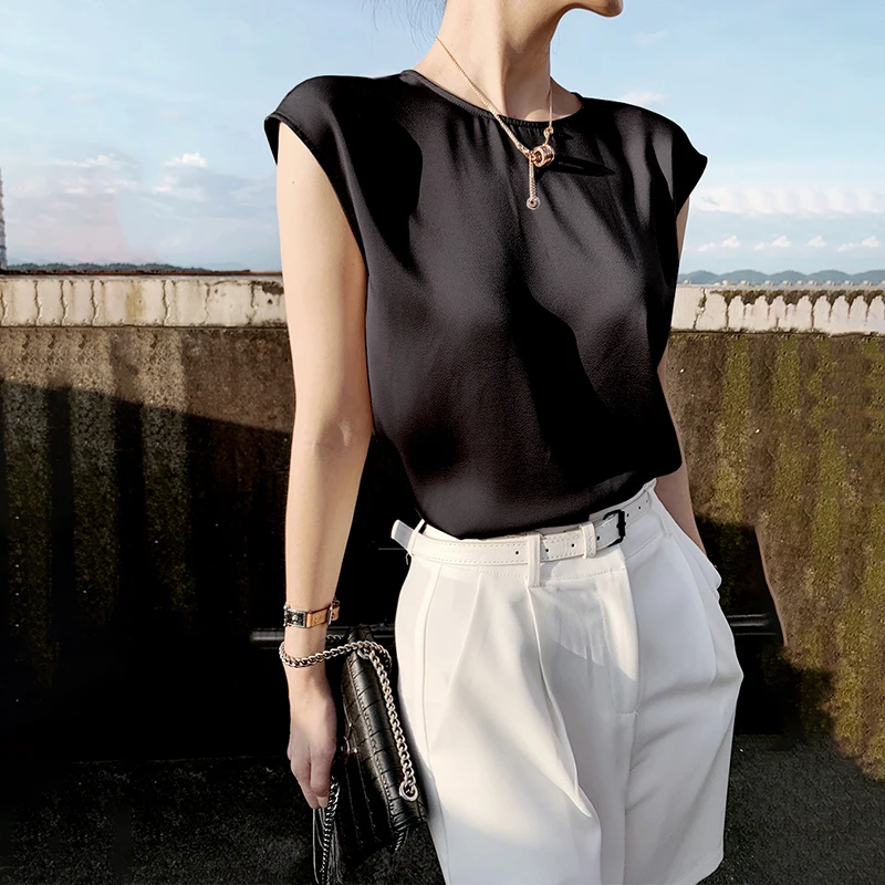 

Khaki Women's Elegant Blouse Office Plus Size Tunic Satin Silk Blouse Basic Tops White Summer Chiffon Blouses for Women 2021