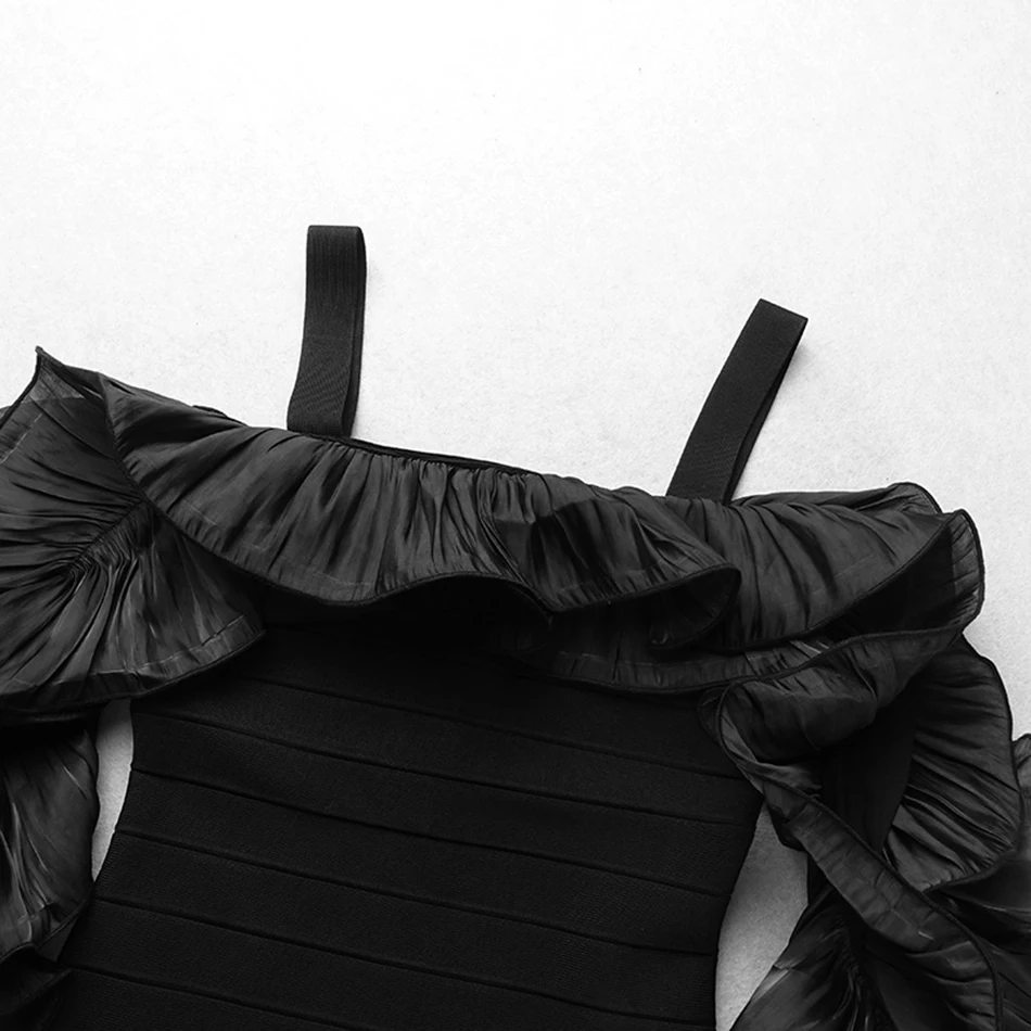 Женское облегающее платье с открытыми плечами Черное мини-платье длинным