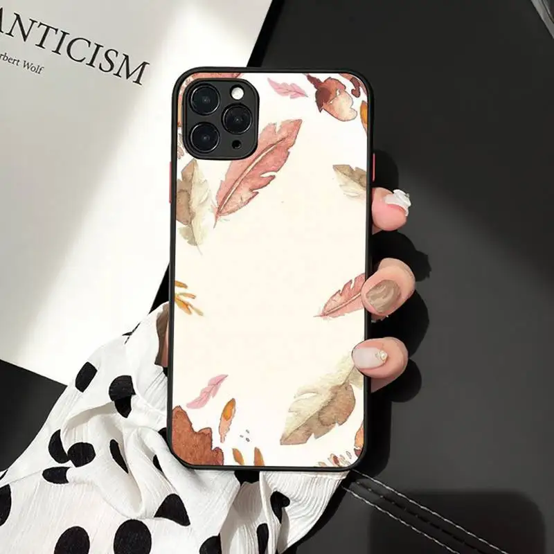 

Pumpkin Autumn leaf pattern Flowers Phone Case Matte Transparent for iPhone 7 8 11 12 s mini pro X XS XR MAX Plus cover funda