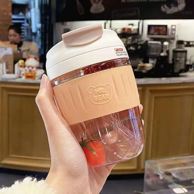

Color Matching Double Drink Tea Cup High Value Water Cup Female Korean Cute Trend High Temperature Resistant Cup Straw Coffee