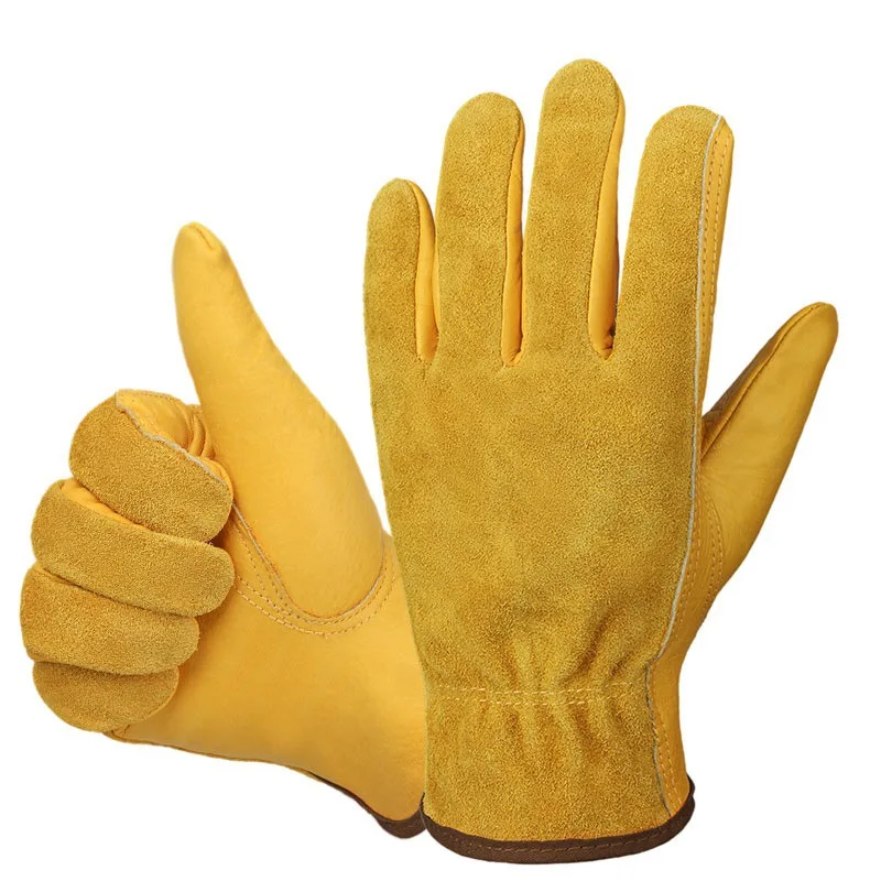 

Cowhide Welder Protective Labor Gloves Electric Welding Garden Work Gloves 2Pairs