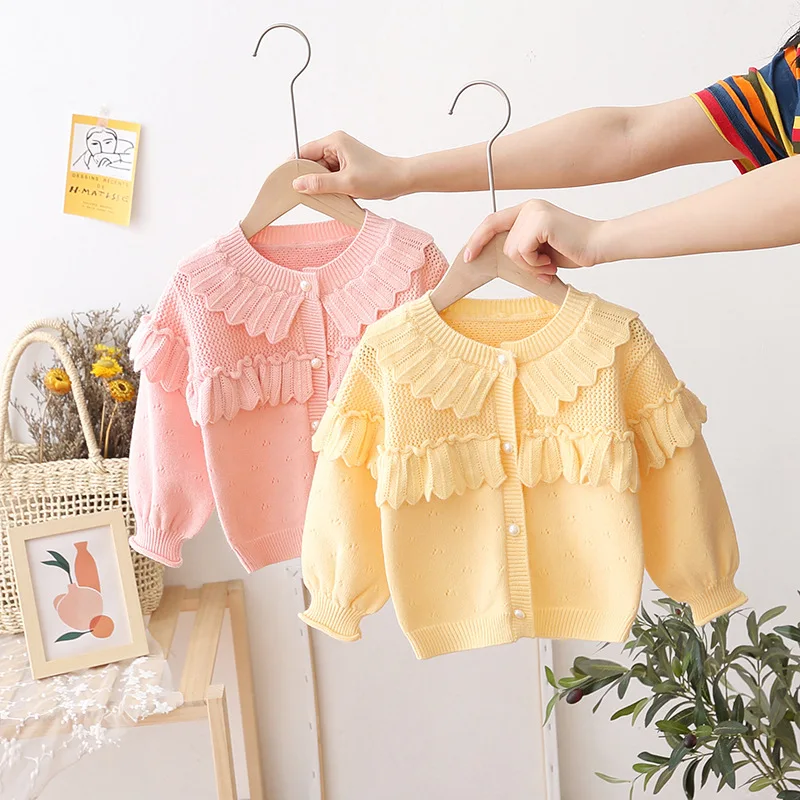 

Infant Girls Sweater Kids Coat New Baby Cardigan Spring Autumn Toddler Girl Knitwear Newborn Cardigan Thin Sweater
