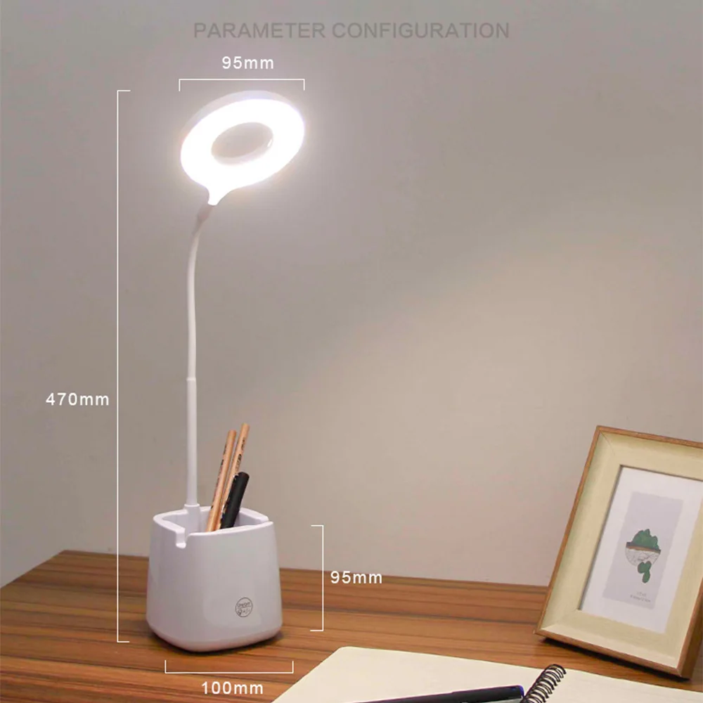 

LED Desk Lamp Dimmable 3 Colors Touch Table Lamp USB Powered Light With Storage Box Night Light Eye Protection Portable Lamp