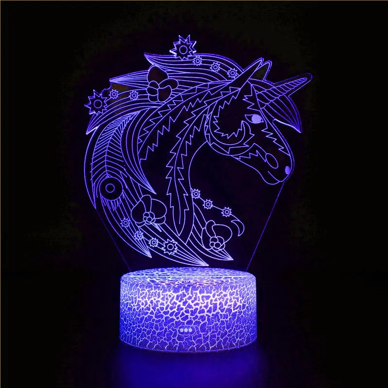 

3D Lights Symphony Lights RGB USB Mood Night Light for Unicorn Flying Horse Carrying Beast Girls Children Christmas Gifts