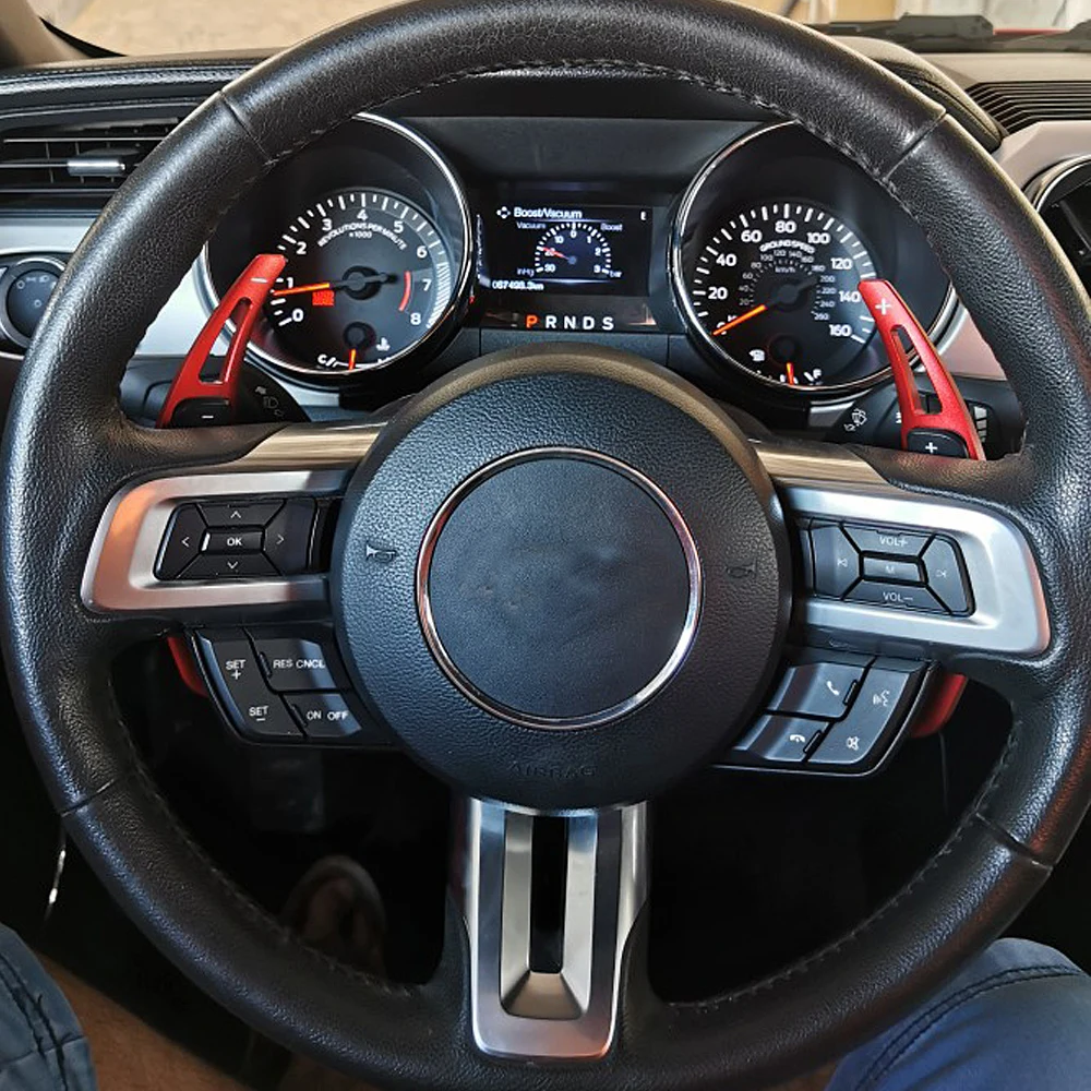 

Car Styling for Mustang 2016 Steering Wheel Gear Shifters Paddle Aluminum Alloy Cover Trim for Ford Mustang 2015+