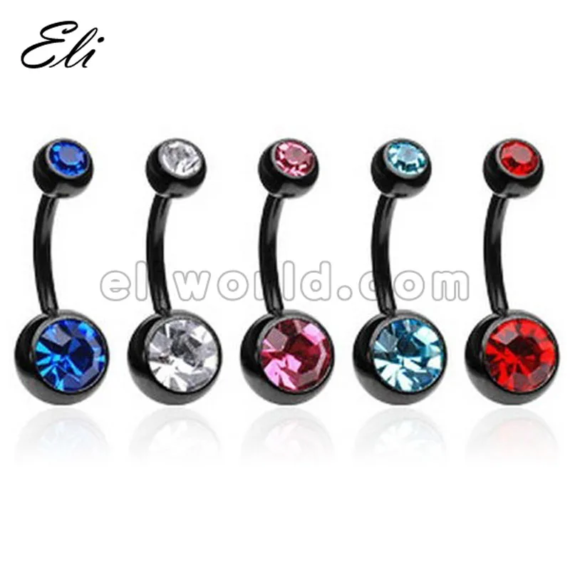 Кольцо для пирсинга пупка женское Ювелирное Украшение с черным покрытием