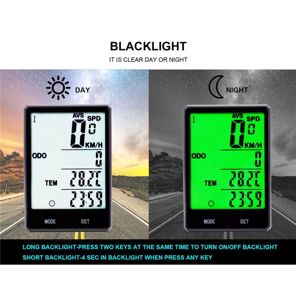 

Wireless Code Table for Mountain Road Bicycles Large Screen Waterproof Luminous Velocimeter
