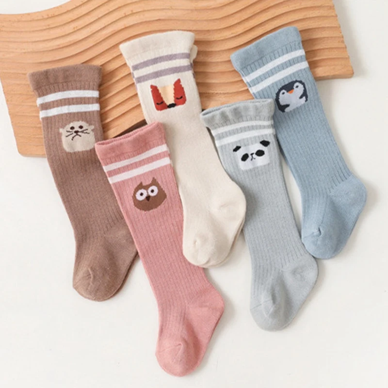 1 par beb&eacute; ni&ntilde;os ni&ntilde;as medias de algod&oacute;n de dibujos animados de ni&ntilde;os Oto&ntilde;o Invierno calentador de la pierna Calcetines Ni&ntilde;o antideslizante hasta la rodilla medias largas calcet&iacute;n-1