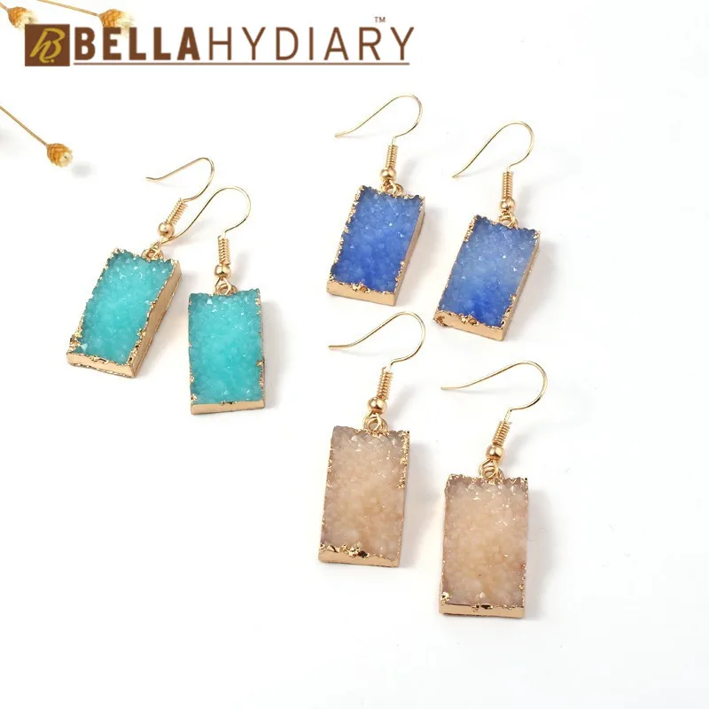 Bijoux новые искусственные камни Друза полимерные серьги подарок Висячие серьги для женщин ювелирные изделия массивные Подвески Brinco Mujer Moda
