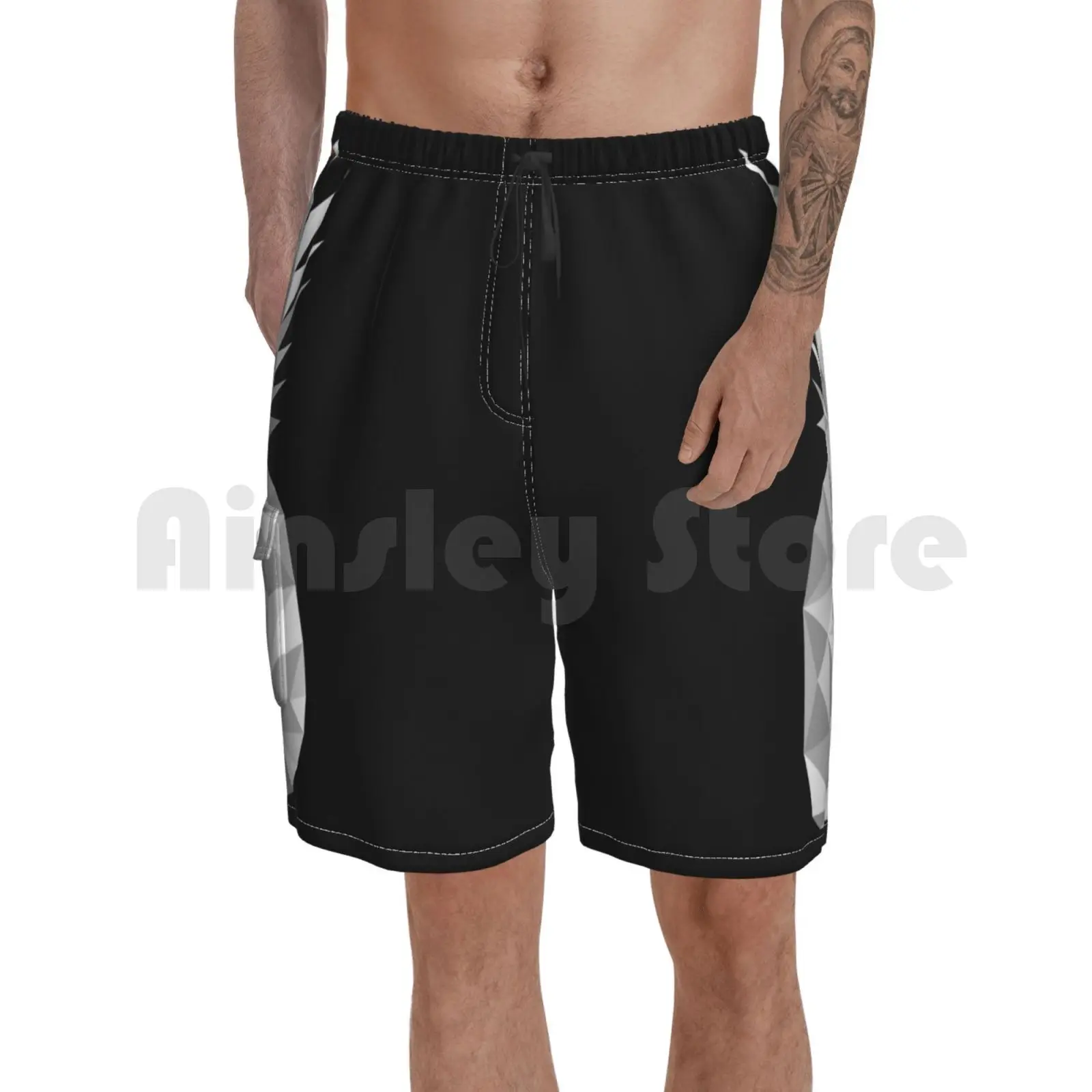 

Пляжные шорты геометрической формы 2 (серебристый) Формы s серебристый серый белый черный и белый