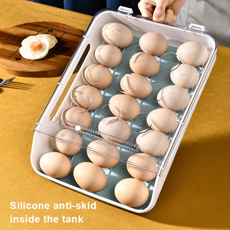 

Egg Storage Box Single Layer with Lid Large Capacity Plastic Transparent Egg Case @LS