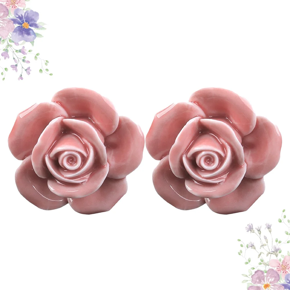 2 шт. Роза в форме Керамика Кухня шкаф с выдвижными ящиками дверные ручки)|Ручки