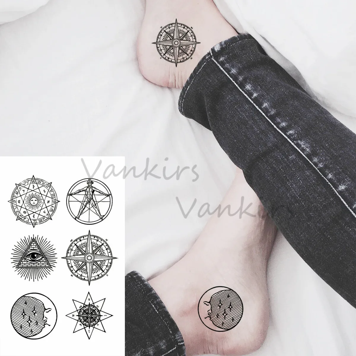 Временные татуировки для женщин и детей Мультяшные песочные часы с маленьким