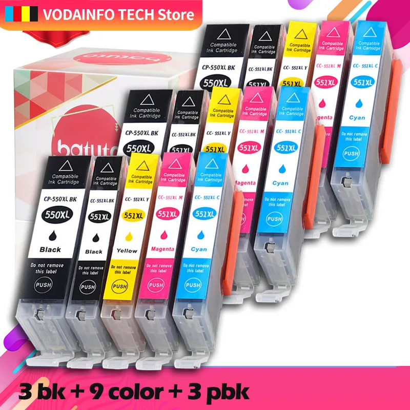 15 шт. PGI 550 551 совместимый картридж с чернилами для принтера canon PIXMA IP7250 MG5450 MX925 MG5550