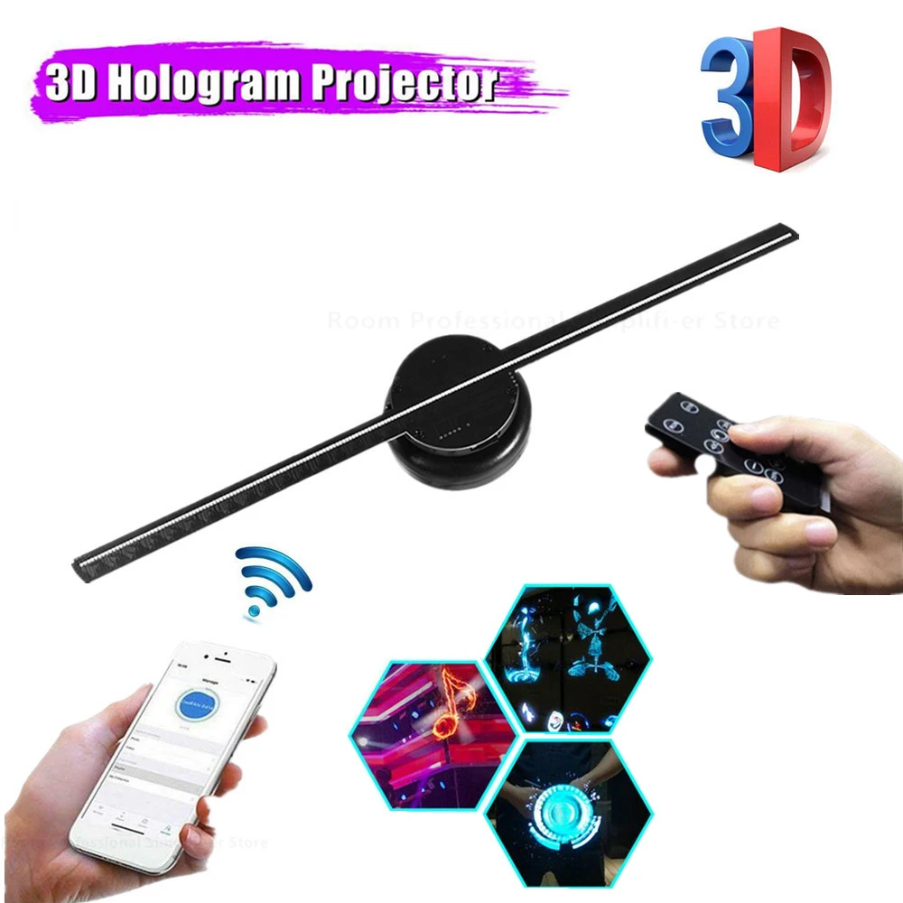 Wi-Fi 3D Голограмма проекционный светодиодный голографический вентилятор лампа для