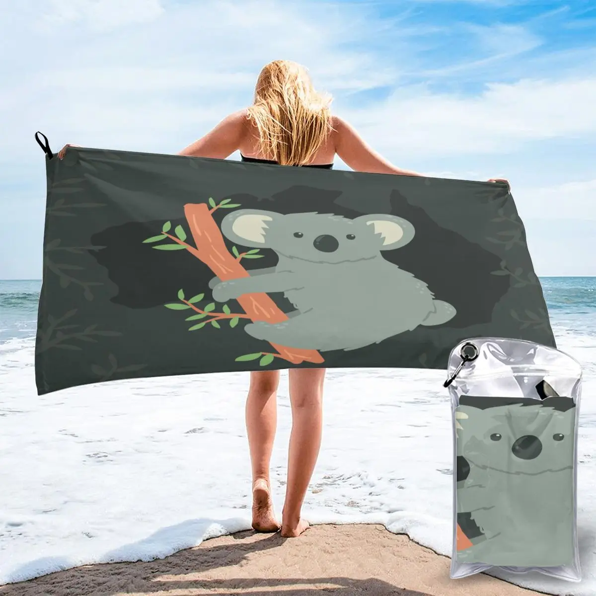 

Bathing Towel Koala With Australia Map Bath Wearable Towel Dress Fast Drying Beach Spa Magical Nightwear Sleeping