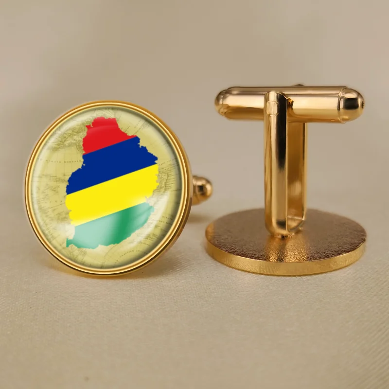 Запонки герб Маврикия карта флаг государственная эмблема | Украшения и