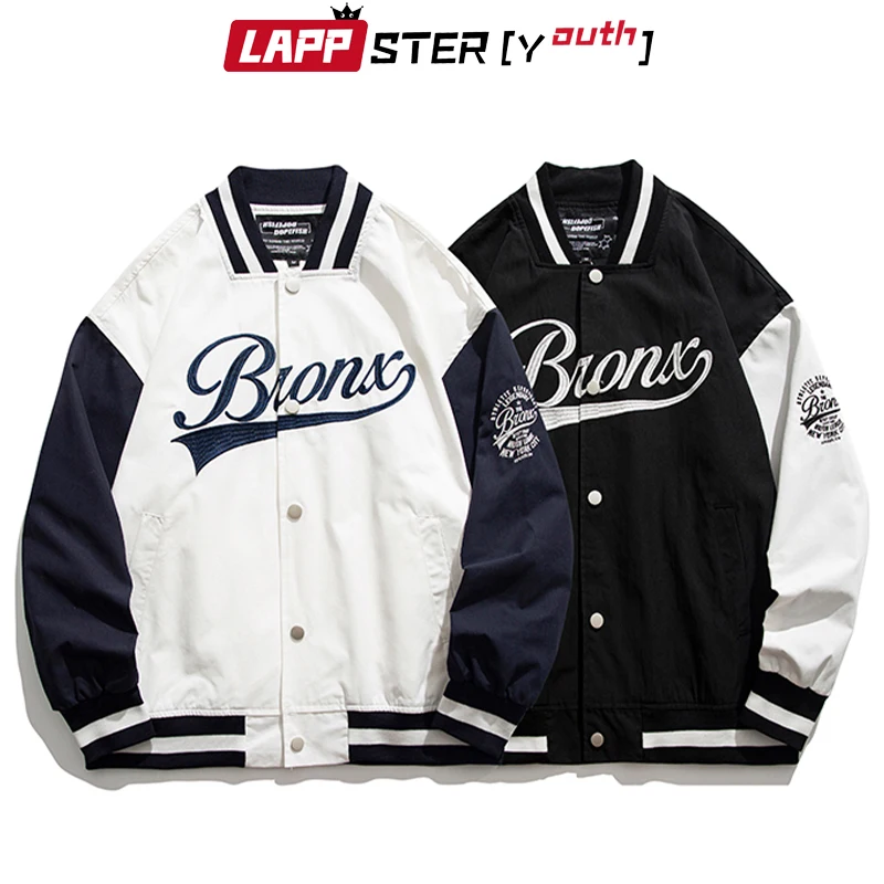 

LAPPSTER-Youth Men Harajuku Letter Vintage Varsity Jacket 2022 Mens Streetwear Oversized Windbreaker Male Y2k Kpop Bomber Jacket