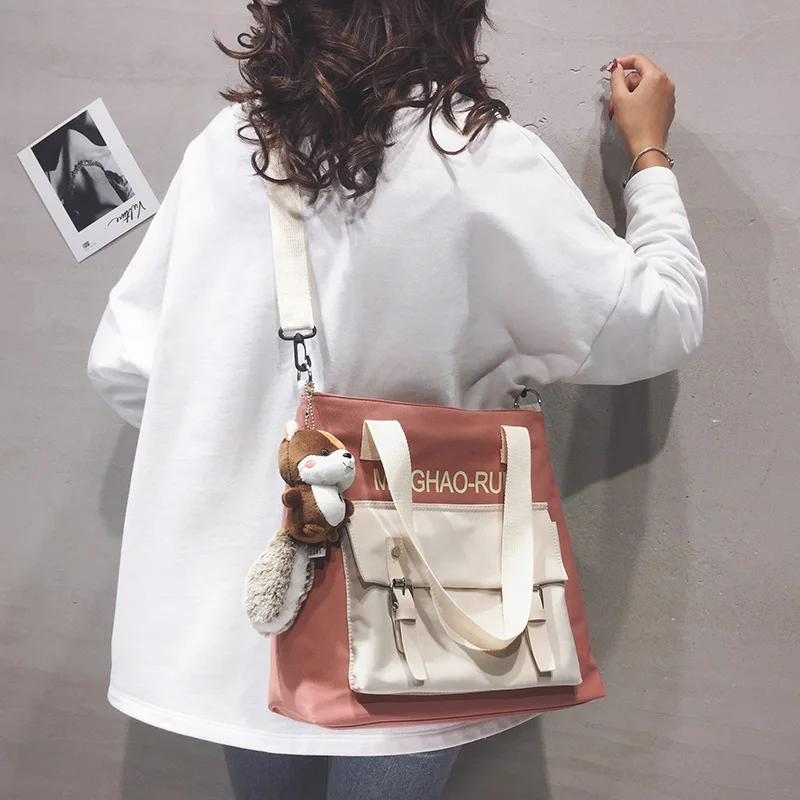 

Cute Large-capacity Handbags Women Bags Designer Female Panelled Crossbody Bag Student Casual Nylon Shoulder School Bag 2020 New