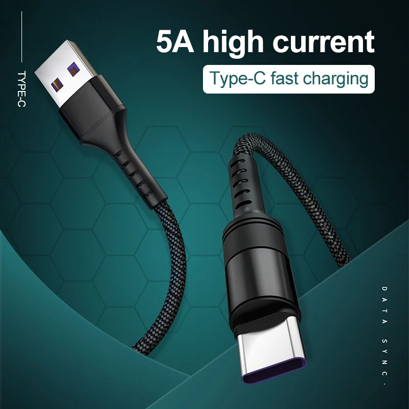 

For Huawei Samsung Mobile Phone Accessories Type-C 5A USB Charging Cable Super Fast Charge Data Line Mobile Phone Cables
