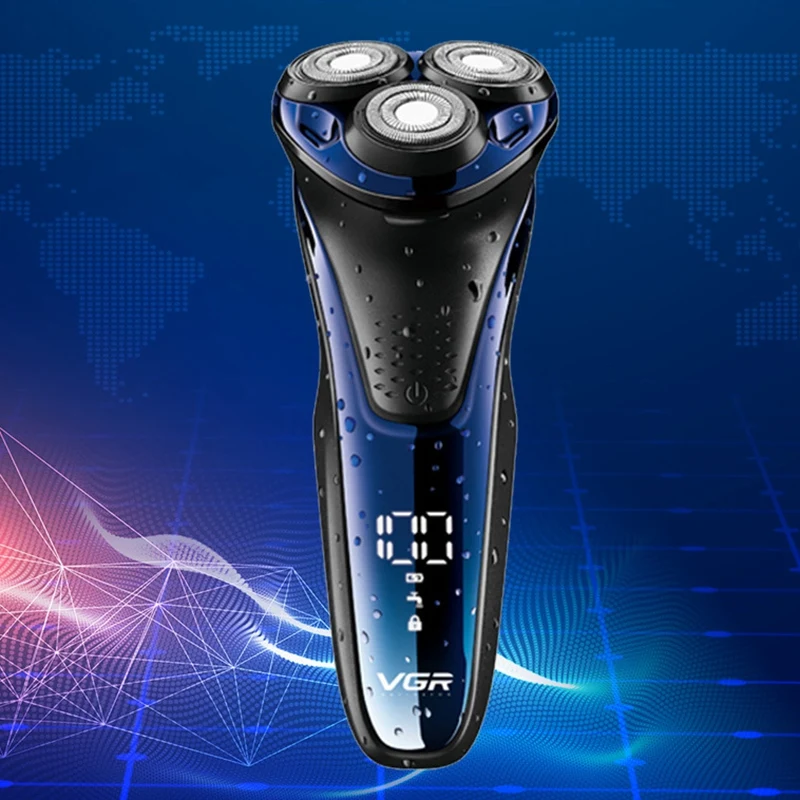 VGR V-306 электробритва 3 режущая головка поворотный резак для бритья ЖК-дисплей USB