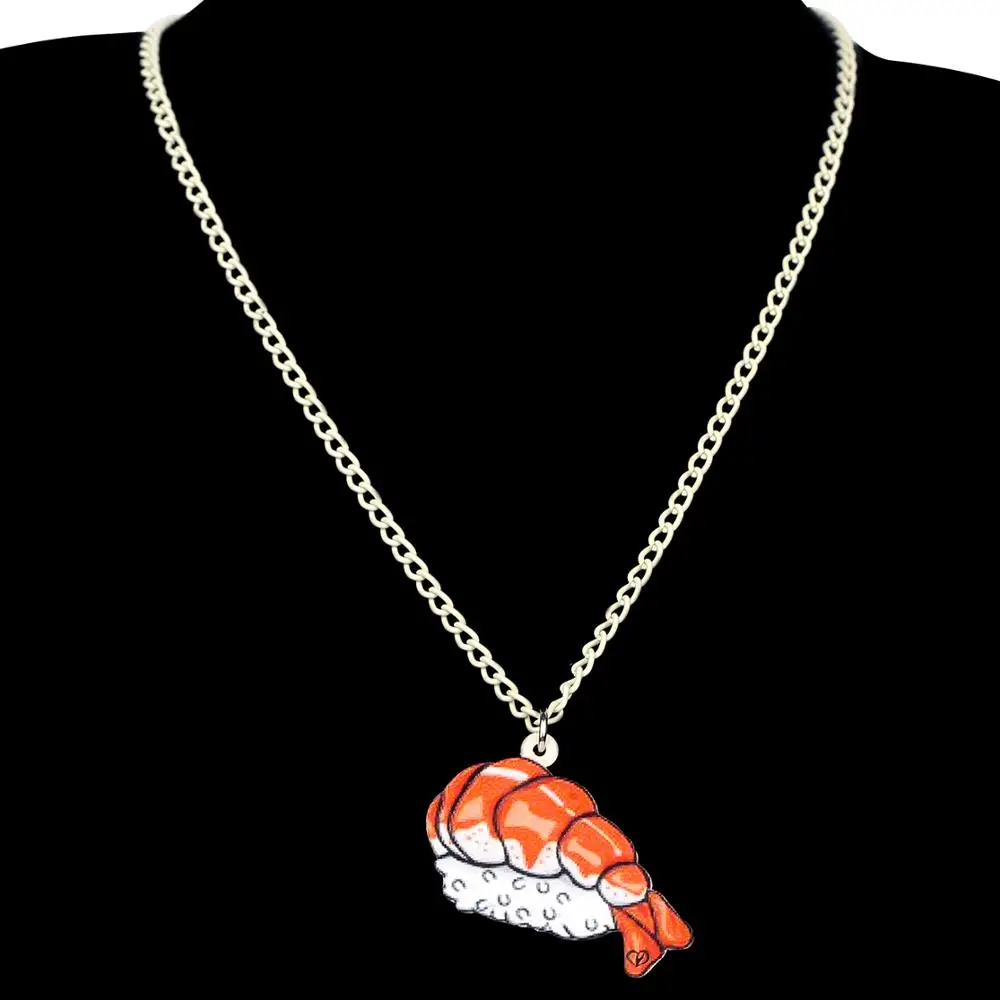 Bonsny Акриловые Ювелирные наборы японская креветка Суши рис еда ожерелье серьги