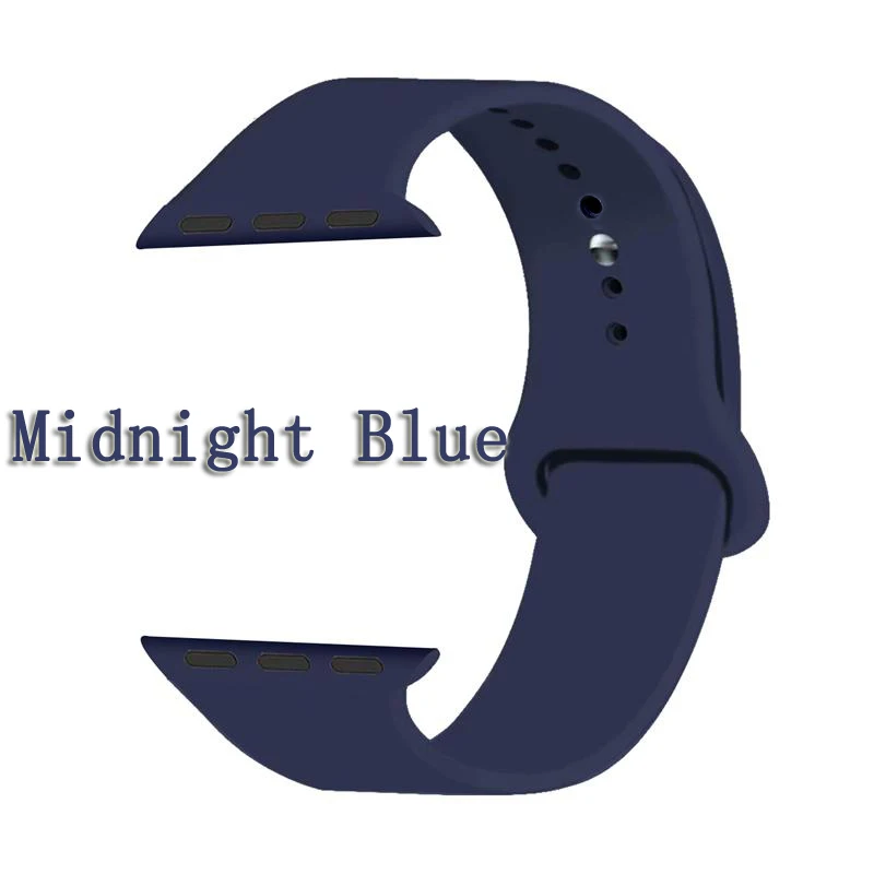 Midnight Blue Joyozy Sports soft silicone interchangeable apple watch band 42mm 38mm 40mm 44mm for iWatch series 5/4/3/2/1 apple watch band - Цвет ремешка: Midnight Blue