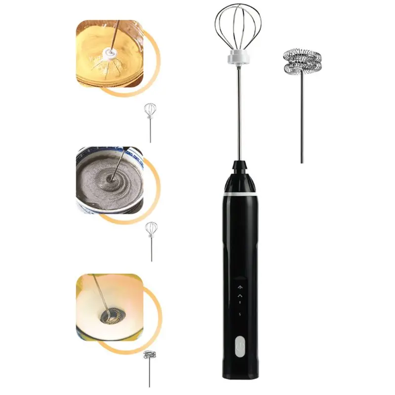 

Handheld 3 Gear Adjustable Milk Frother Rechargeable Foam Maker Electric Whisk Stainless Steel Drink Mixer Mini Kitchen Applianc