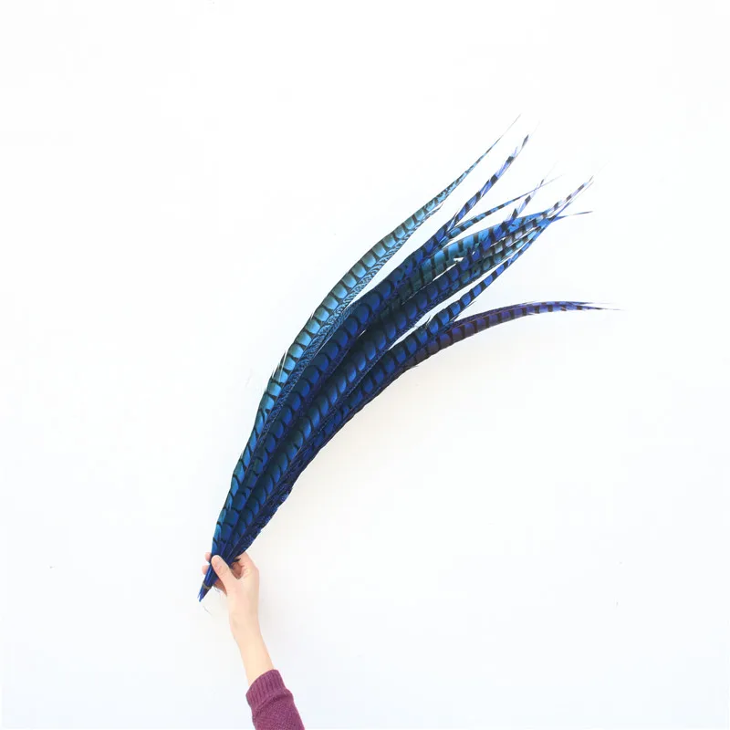 

50pcs/lot dyeing Royal Blue Lady Amherst Pheasant tail Feathers for crafts 32-36Inch/80-90CM Jewelry Wedding Decoration Plume