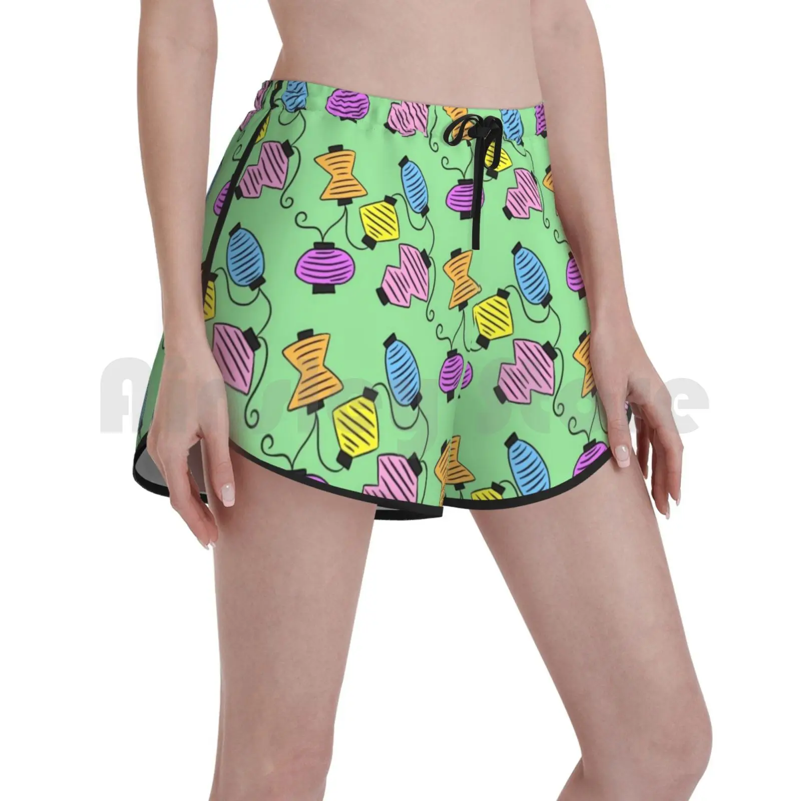 

Party Lanterns Swim Shorts Women Beach Shorts Garden Party Birthday Party Tea Party Colorful Rainbow Unbirthday