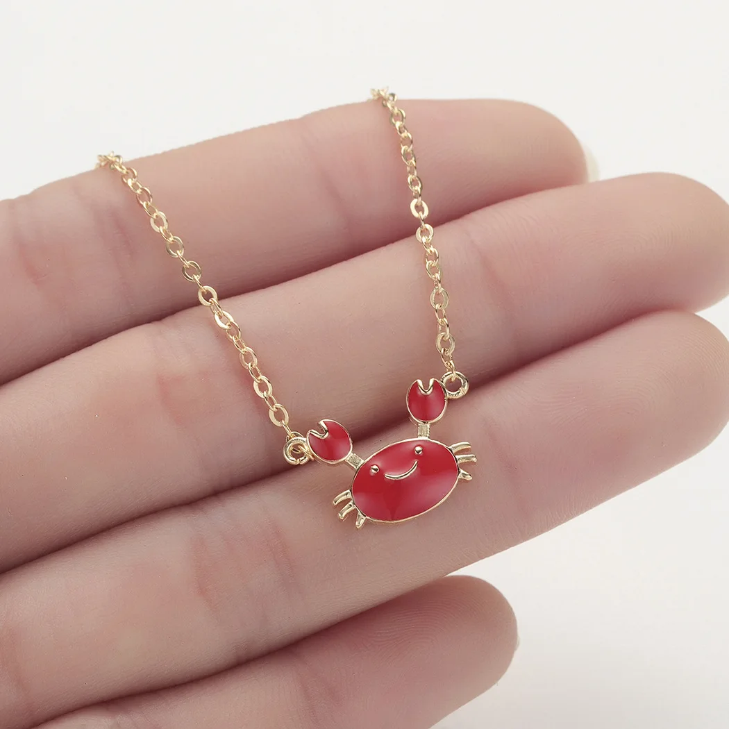 

Simple Animal Necklace Creative Cute Color Epoxy Crab Clavicle Necklace Personalized Alloy Fashion Necklace PXXL002