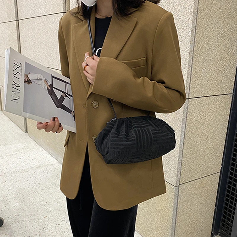 2022 new brand green towel fabric women single shoulder bag fashion plaeted cloud bag ladies casual handbag female messenger bag free global shipping