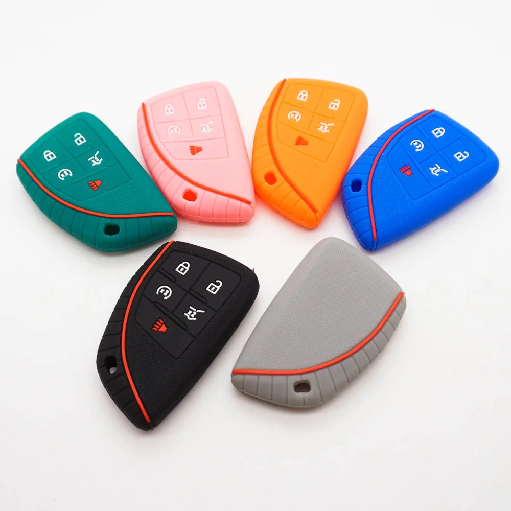

Cocolockey Silicone Car Key Case Protect Cover for Cadillac CT4 CT5 Corvette 2020 for Tahoe Smart Keys Shell Holder Keyless Fob