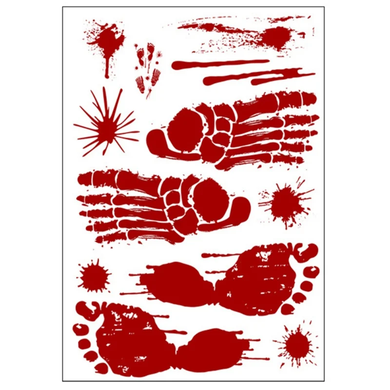 3D ужас Хэллоуин украшения окна настенные наклейки окровавленный отпечаток