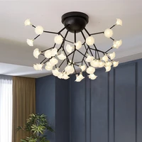 modern flower chandelier firefly led flush mount ceiling light stylish gold ceiling light decorative stained glass lamp
